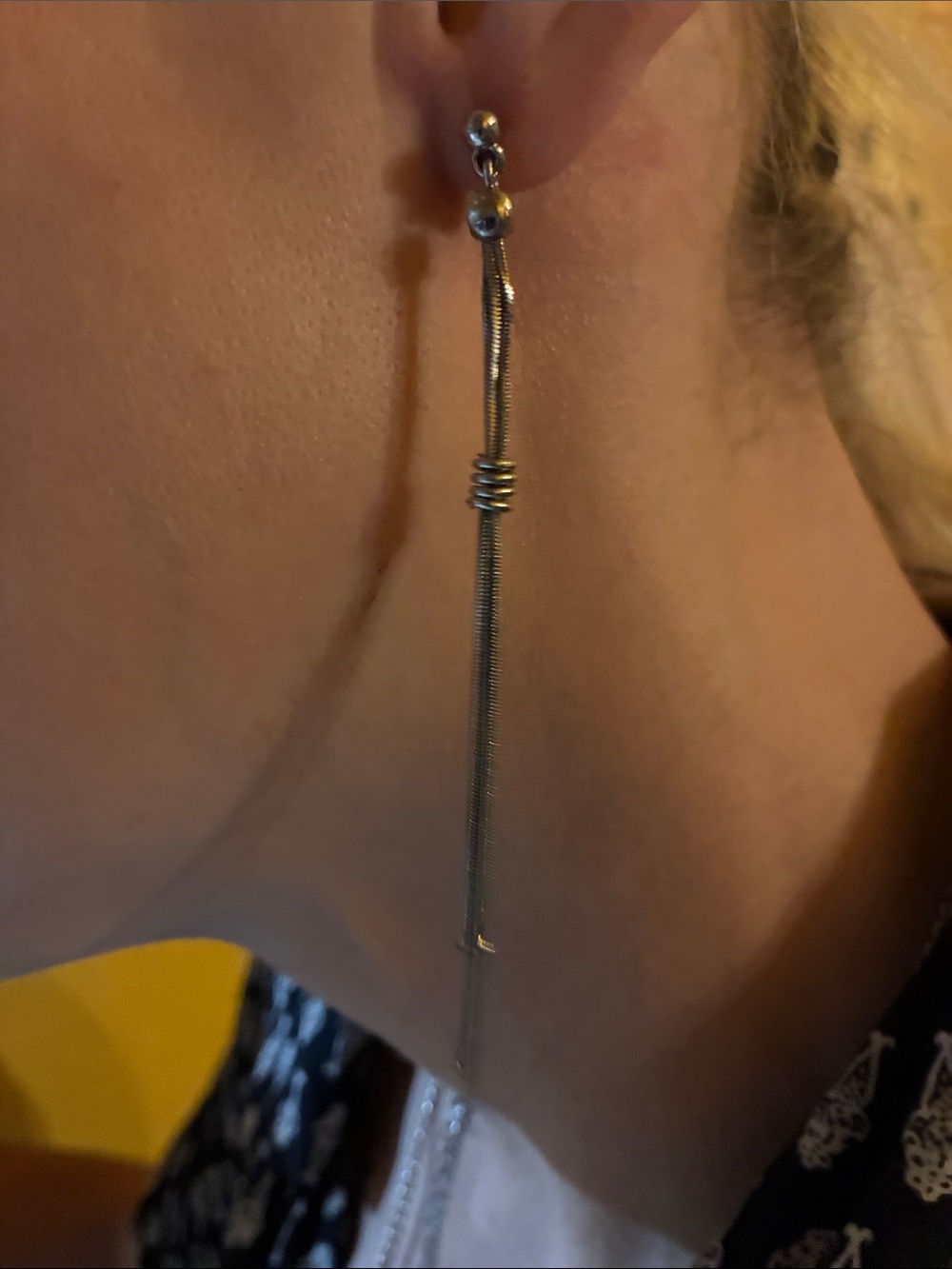 Silver Long Drop Earrings - Minimalist Lightweight Vintage Jewelry